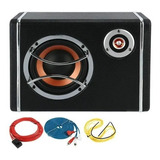 Subwoofer Plano Amplificador Parlante + Kit Instalación 12v Color Negro