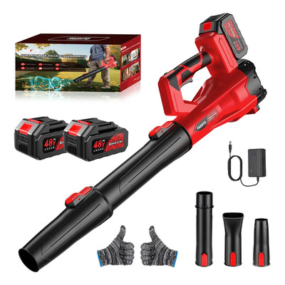 Soplador De Aire Inalámbrica Hojas Eléctrica 1800w FAGHTO Sopladora Para Jardineria 900 CFM, 2 Baterías De 18000 mAh, 6 Velocidades, Ligero, Ideal Para Césped, Jardín, Hojas, Polvo Y Nieve (Rojo) | Envío gratis
