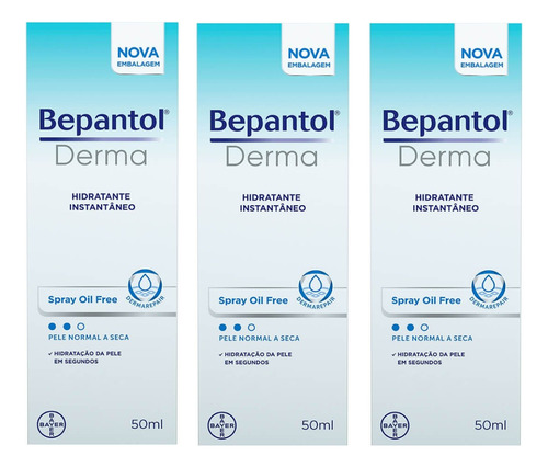 Kit 3 Bepantol Derma Spray Hidratante Com 50ml - Bayer