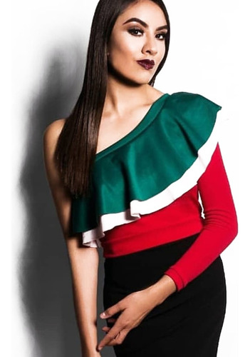 Blusa Mexicana Tricolor  Artesanal  Septimbre Fiesta Patria