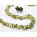 Conjunto Colar Gargantilha De Pedra Turmalina Verde Natural E Brincos Esfera De 8mm