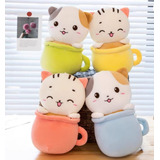 Peluche Gato Kawaii Taza Hermoso