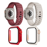 2 Correas + 2 Pc Funda Mica Para Iwatch Apple Watch Se 9 8 7