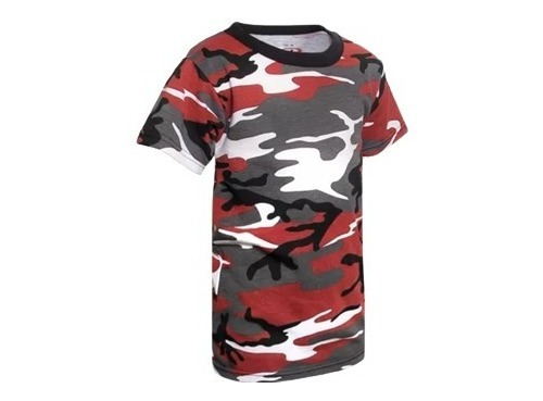 Polera Algodón Camuflaje Rojo Ropa Niña Niño