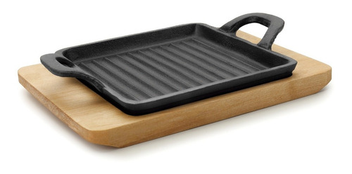 Grill Mini Plancha Cuadrada Hierro Fundido 14cm+ Base Lacor