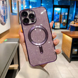 Funda De Galvanoplastia Con Magsafe Brillantina Para iPhone Color Morado iPhone 14 Pro