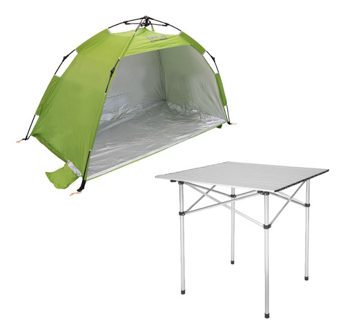 Pack Spinit Mesa Enrollable Y Carpa Automatica Verde Playa