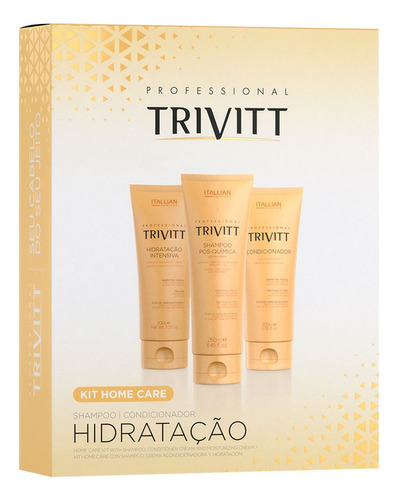 Itallian Hairtech Kit Trivitt Home Care Hidratação Intensiva Shampoo  + Condicionador 200g + Máscara 200g