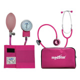 Baumanómetro Aneroide Kit Con Estetoscopio De Doble Color Rosa