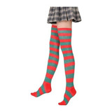 Meia Stocking 5/8 Listrada Verde E Vermelha Cosplay Anime