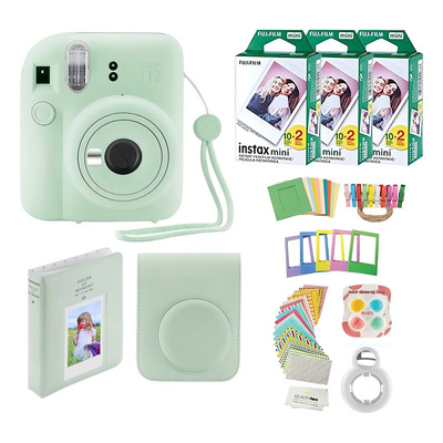 Fujifilm Instax Mini 12 - Cámara Instantánea Con Funda, 60 Impresiones De Fujifilm, Calcomanías Decorativas, Marcos, Álbum De Fotos Y Más Accesorios (verde Menta) | Meses sin interés