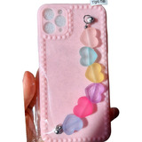 Funda Para iPhone 11 Pro Max Con Cadena De Corazones