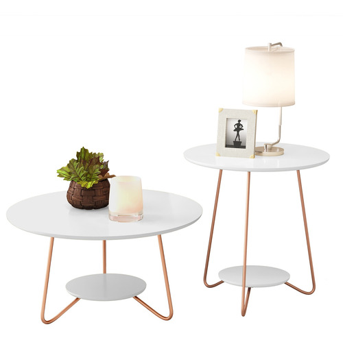 Conjunto  Mesa De Centro E Apoio Liz - Branca