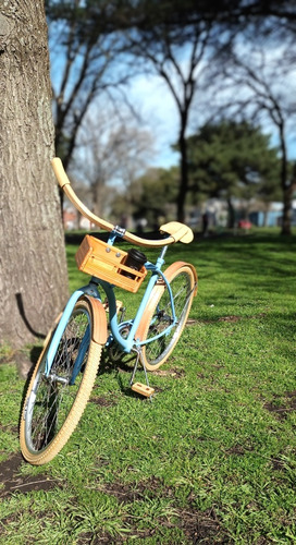 Bicicleta, Vintage Playera. Accesorios En Madera 
