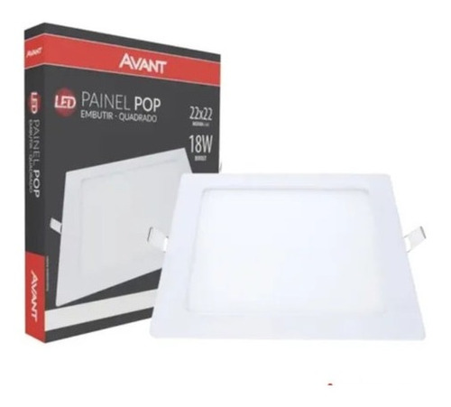 Kit 2 Painel Plafon Led 18w Quadrado Embutir Branco Frio