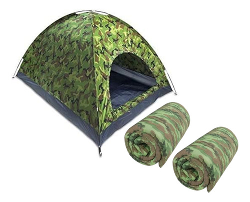 Kit Camping Barraca Para 4 Pessoas +2 Colchonetes Solteiro