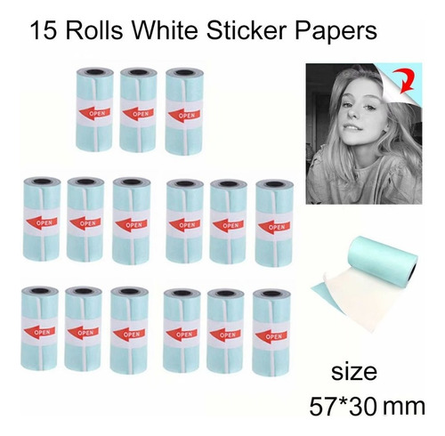 15 Rollos De Papel Adhesivo Térmico De 57x30 Mm Papeles Para