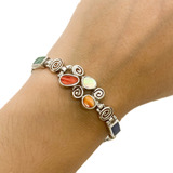 Pulsera Plata 950 Con Piedras Naturales Largo Regulable