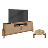 Conjunto Rack 1.9 E Mesa De Centro Champagne Cedro