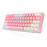 Teclado Mecánico Gamer Redragon Fizz Pro Rgb 60% Rosa/blanco