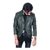 Chamarra De Piel Biker Fendi Verde