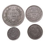 Chile Lote X 4 Monedas Incluye 1 Peso 1933. Usadas !!