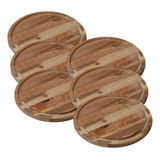 Set X6 Platos Tablas Madera Redondo Asado Camping Reforzado