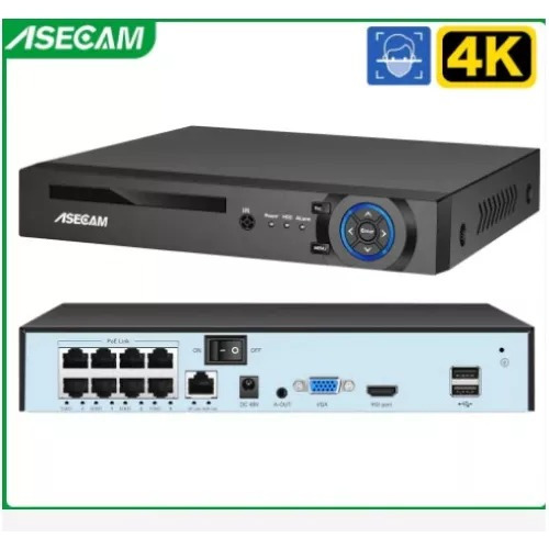 Nvr Asecam 8 Canais Com Detecção De Rosto 4k