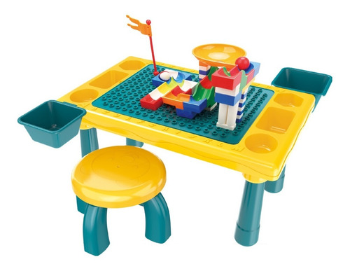 Mesa Para Legos Incluye Mesa, 1 Silla Y Legos