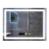 Espejo P/baño Con Luz Led Touch Reloj Y Desempañante 60x80cm