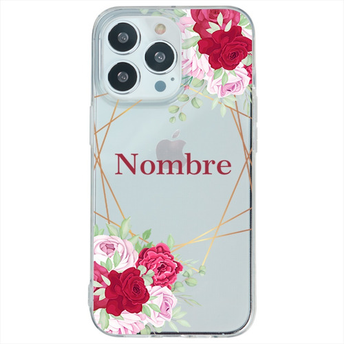 Funda Para iPhone Uso Rudo Flores Personalizada Con Nombre