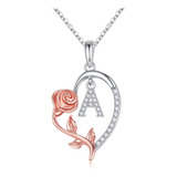 Collares Con Inicial De Corazon Rosa Para Mujer, Joyeria Cha