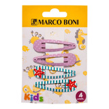 Kit 4 Presilhas De Cabelo Tictac Print Linha Kids Marco Boni Cor Rosa E Azul