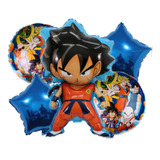 Set Globo Metalizado Dragonball Z Goku Esférico Estrella 5pz