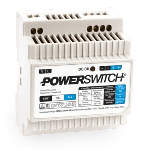 Fuente De Alimentacion Power Switching 60w 24v 2,5a Riel Din
