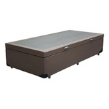 Cama Box Baú Solteiro Blindado Sintético Marrom Com 78cm