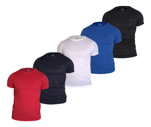 5 Playeras Deportivas Cuello Redondo Gym Dry Fit Hombre