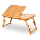 Mesa Plegable De Bambú Para Notebook Con Ventilador
