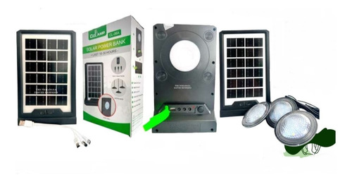 Kit Panel Solar  Luz Led 3 Lamparas  Bluetooth  Porwen Bank 