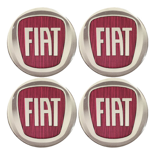 Jogo Emblema Adesivo Fiat Vermelho Para Calotas 48mm Uno