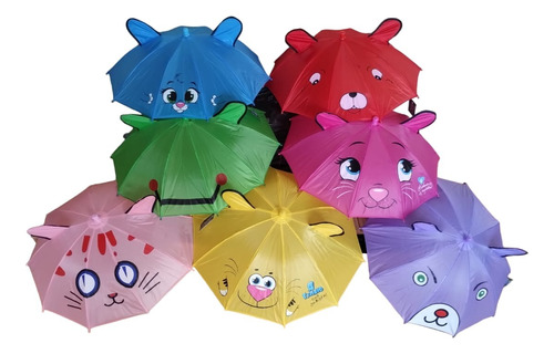 6 Mini Sombrilla Para Niñas, Niños De Animalitos 