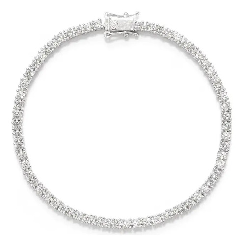 Pulso Tenis 3mm Con Zirconia Blanca. Plata 0.925
