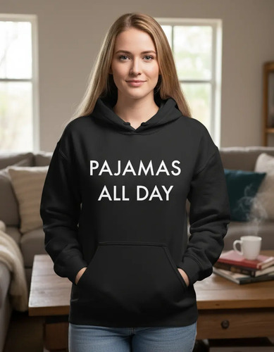 Sudadera Mujer Gorro Pijamas Todo El Día Noche De Películas