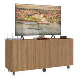 Rack Para Tv Até 32 3 Portas E Rodízios Multimóveis Mp1065 Cor Rustic