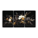 150x75cm Tres Lienzos Concepto Living Gold & Black Flores