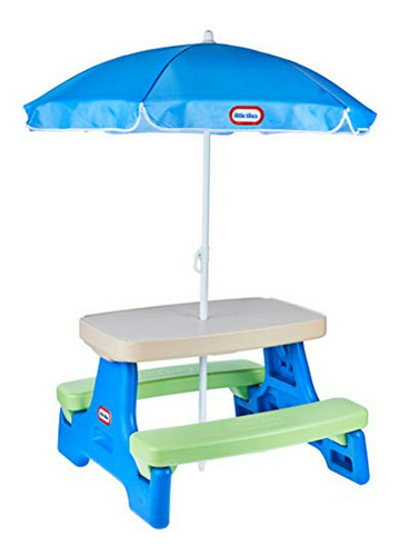 Mesa Picnic Infantil Con Sombrilla - Azul/verde