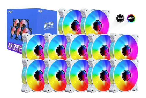 Cooler Fan Aigo Ar12 Pro Argb + Pwm 12 Fans Infinity Brancos