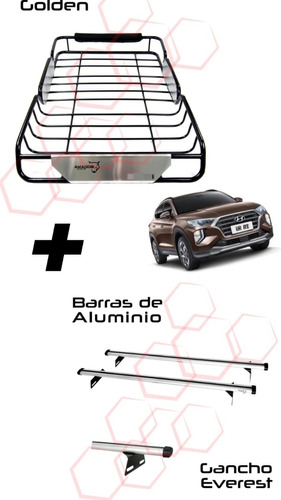 Kit Viajero Barras Alum + Canastilla Reforzada Lx35 Hyundai