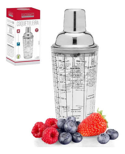 Coqueteleira Hauskraft Vidro Aço Inox 450ml Receitas