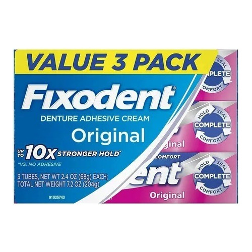 Fixodent Crema Adhesiva Original Completa 3 Unidades 2.4 Oz